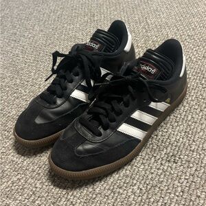 Adidas Men's Black and White Sneakers with Gum Sole